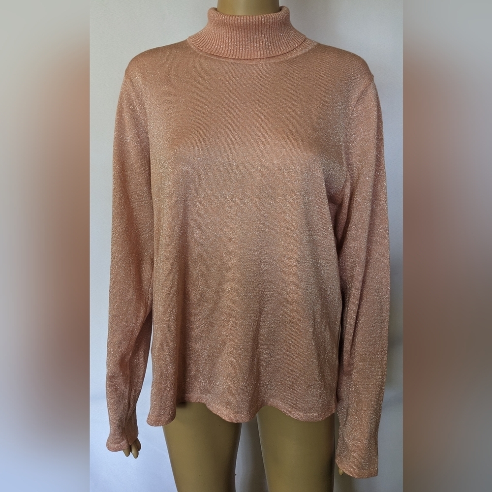 Pre-owned Susan Graver Shimmering Long Sleeve Turtleneck Shirt, TF
